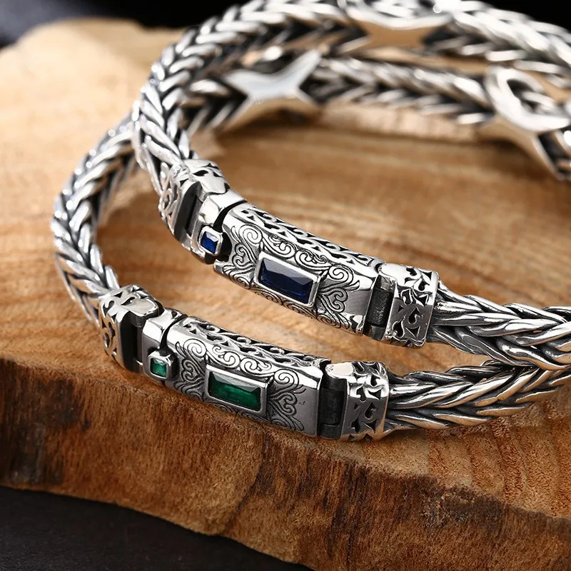 New Tang Grass Pattern X Weaving Bracelet Vintage Personalized Jewelry Men's and Women's Bracelets Gift