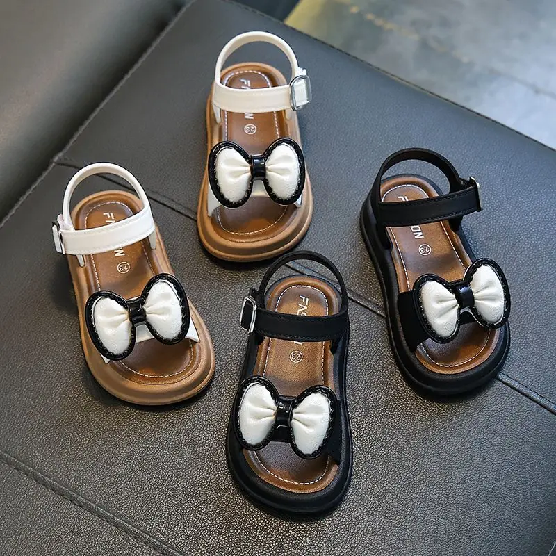 New Fashionable Girls Sandals Summer Bow Princess Sandals 3-14 Years Old Students Children Outside Wearing Versatile Sandals