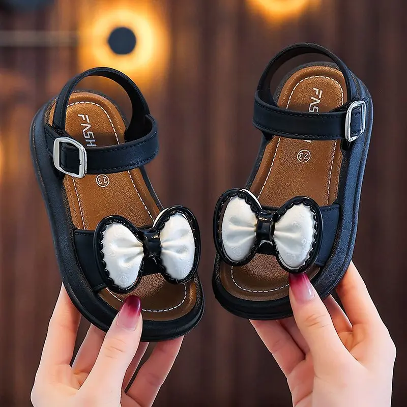 New Fashionable Girls Sandals Summer Bow Princess Sandals 3-14 Years Old Students Children Outside Wearing Versatile Sandals