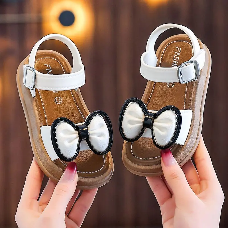 New Fashionable Girls Sandals Summer Bow Princess Sandals 3-14 Years Old Students Children Outside Wearing Versatile Sandals