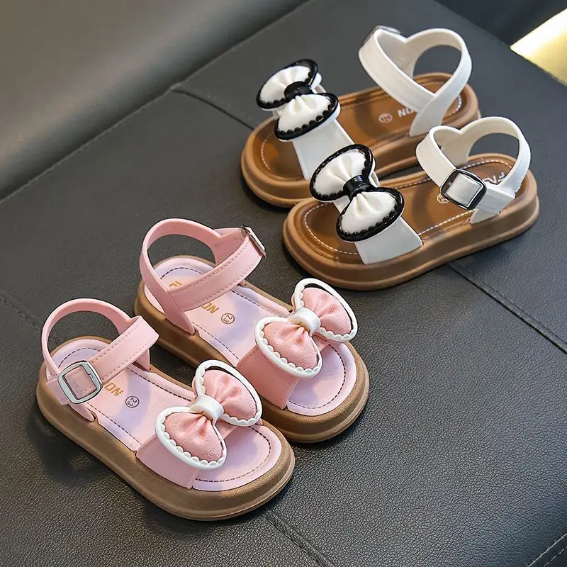 New Fashionable Girls Sandals Summer Bow Princess Sandals 3-14 Years Old Students Children Outside Wearing Versatile Sandals