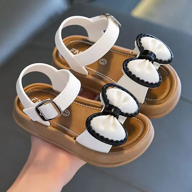 New Fashionable Girls Sandals Summer Bow Princess Sandals 3-14 Years Old Students Children Outside Wearing Versatile Sandals