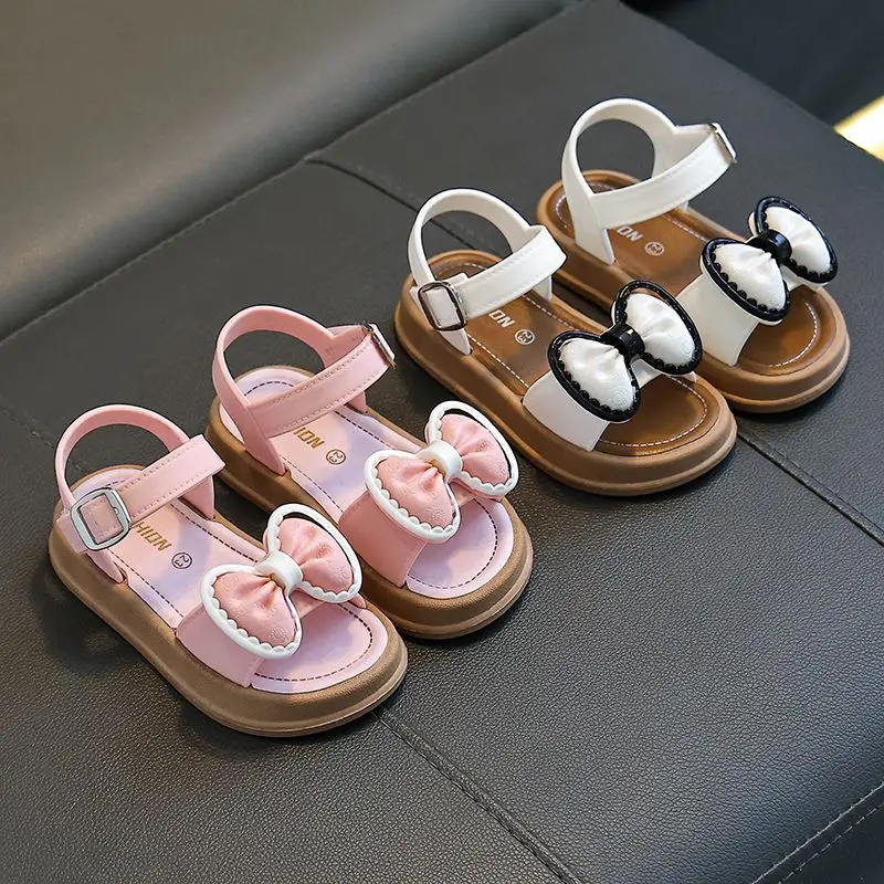 New Fashionable Girls Sandals Summer Bow Princess Sandals 3-14 Years Old Students Children Outside Wearing Versatile Sandals