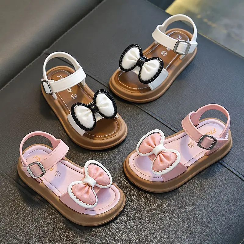 New Fashionable Girls Sandals Summer Bow Princess Sandals 3-14 Years Old Students Children Outside Wearing Versatile Sandals