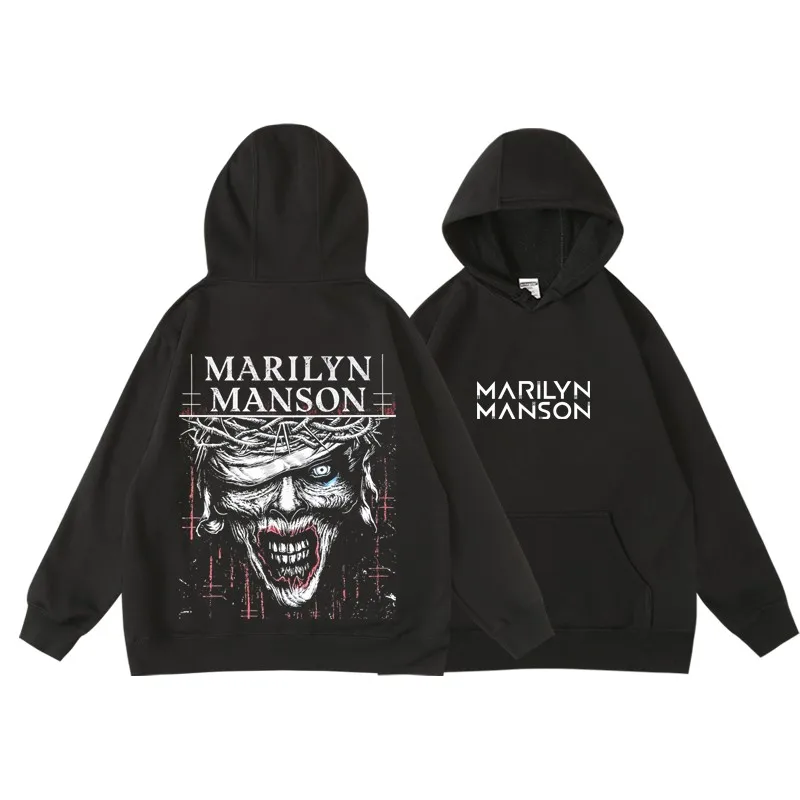 Rock Marilyn Manson Manson Band Autumn/Winter Hooded Pullover Sweatshirt for Men and Women