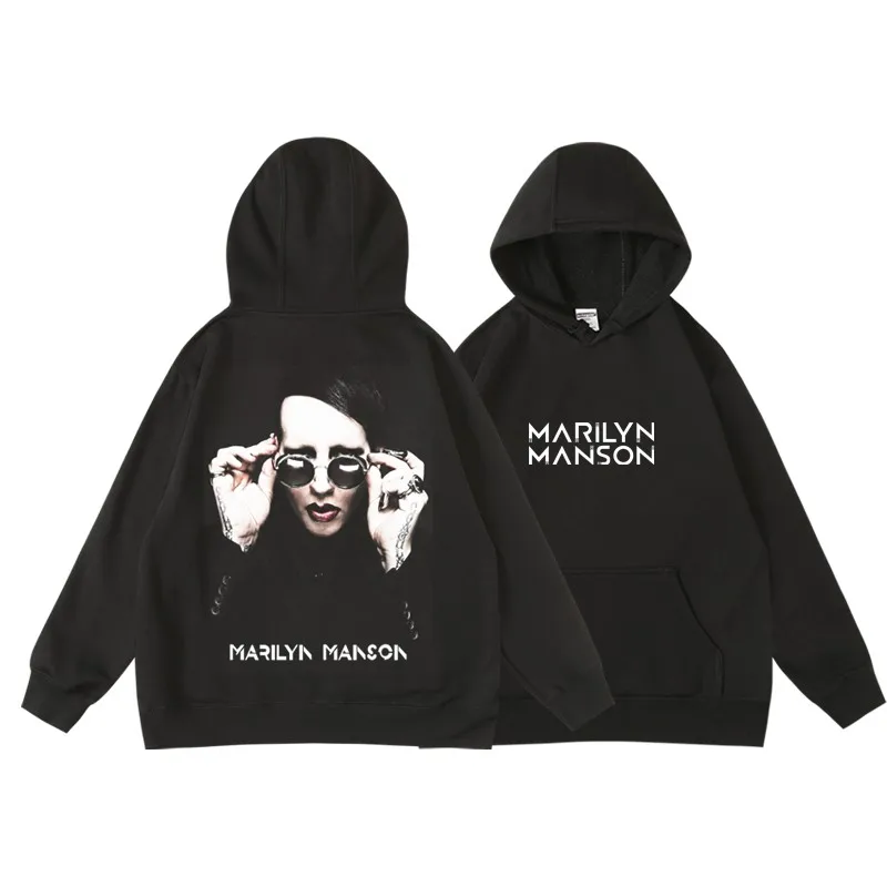 Rock Marilyn Manson Manson Band Autumn/Winter Hooded Pullover Sweatshirt for Men and Women