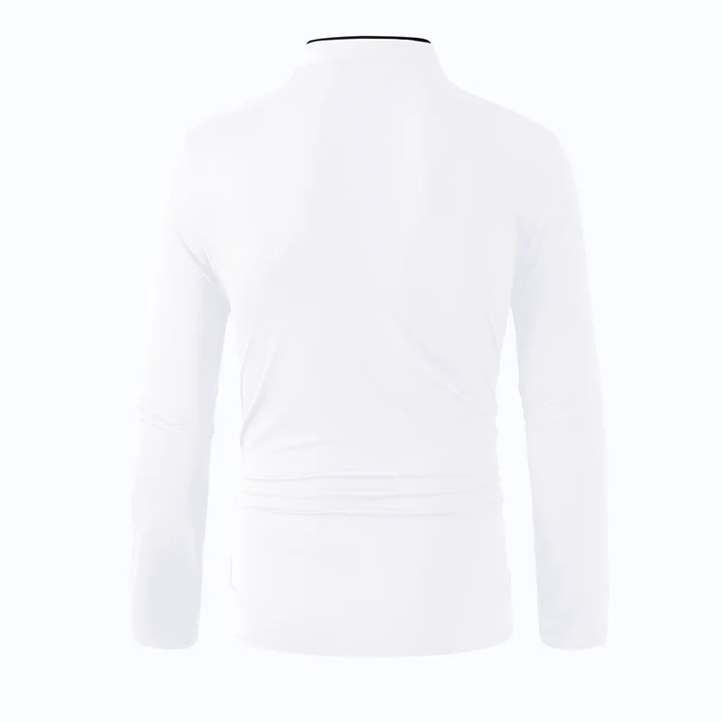 2025 New Men's Casual and Fashionable Solid Color Long Sleeved Stand Up Collar T-shirt Summer Versatile and Comfortable Top