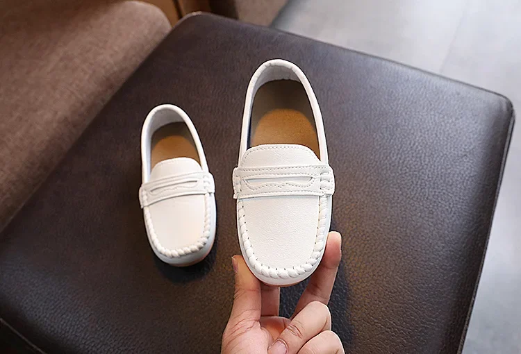 2025 Boys' Slip-On Oxford Loafers Spring Autumn Soft PU Leather Toddler Shoes Black White School Uniform Shoes for Kids
