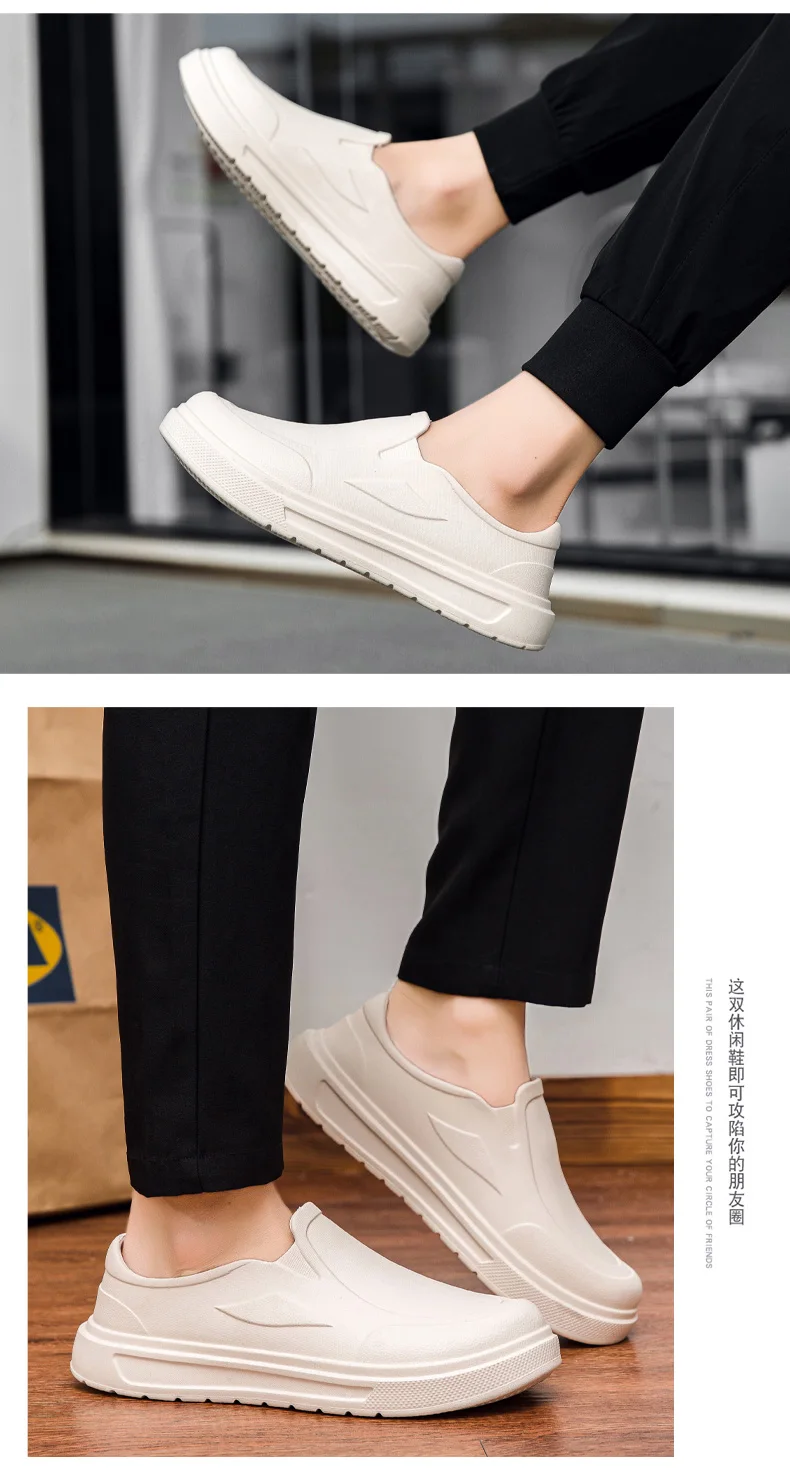 Men's Chef Shoes Anti Slip Oil Resistant Dirt Resistant Work Shoes Quick Drying Thick Soled Rain Shoes Large Size Breath Clogs