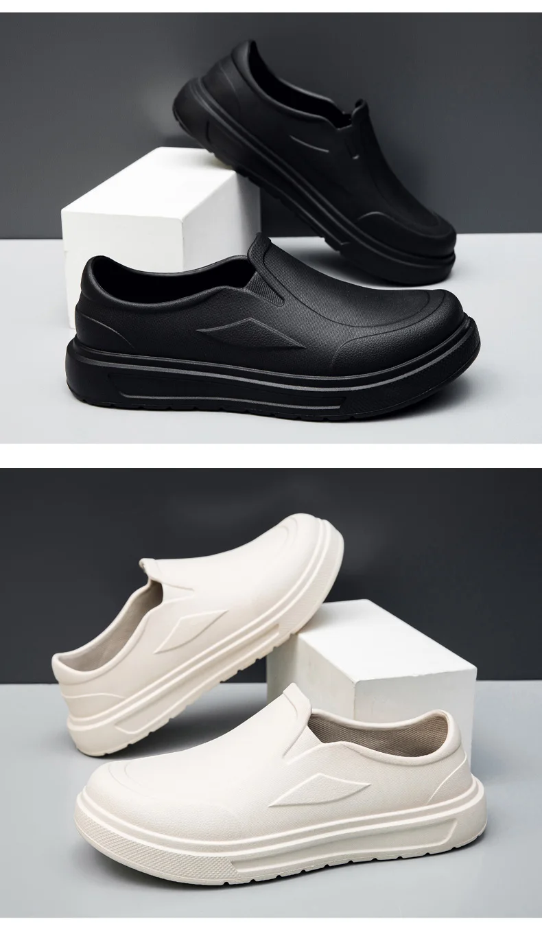 Men's Chef Shoes Anti Slip Oil Resistant Dirt Resistant Work Shoes Quick Drying Thick Soled Rain Shoes Large Size Breath Clogs