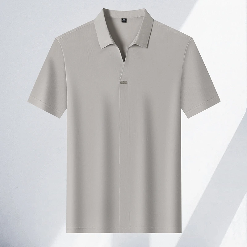 2026 New Men's Casual and Fashionable Solid Color Short Sleeved Polo Shirt Comfortable and Versatile Summer T-shirt