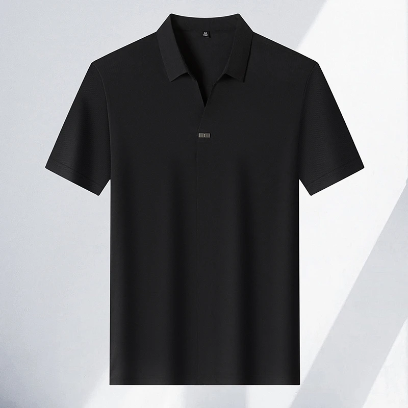 2026 New Men's Casual and Fashionable Solid Color Short Sleeved Polo Shirt Comfortable and Versatile Summer T-shirt