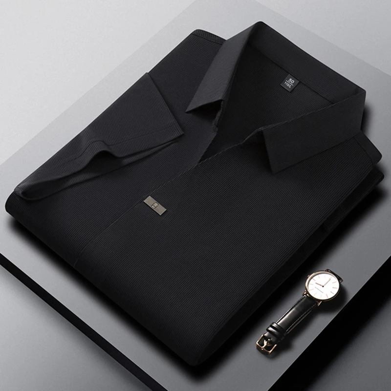 2026 New Men's Casual and Fashionable Solid Color Short Sleeved Polo Shirt Comfortable and Versatile Summer T-shirt