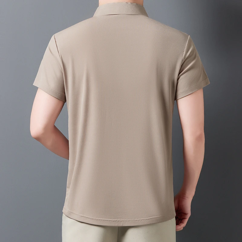 2026 New Men's Casual and Fashionable Solid Color Short Sleeved Polo Shirt Comfortable and Versatile Summer T-shirt