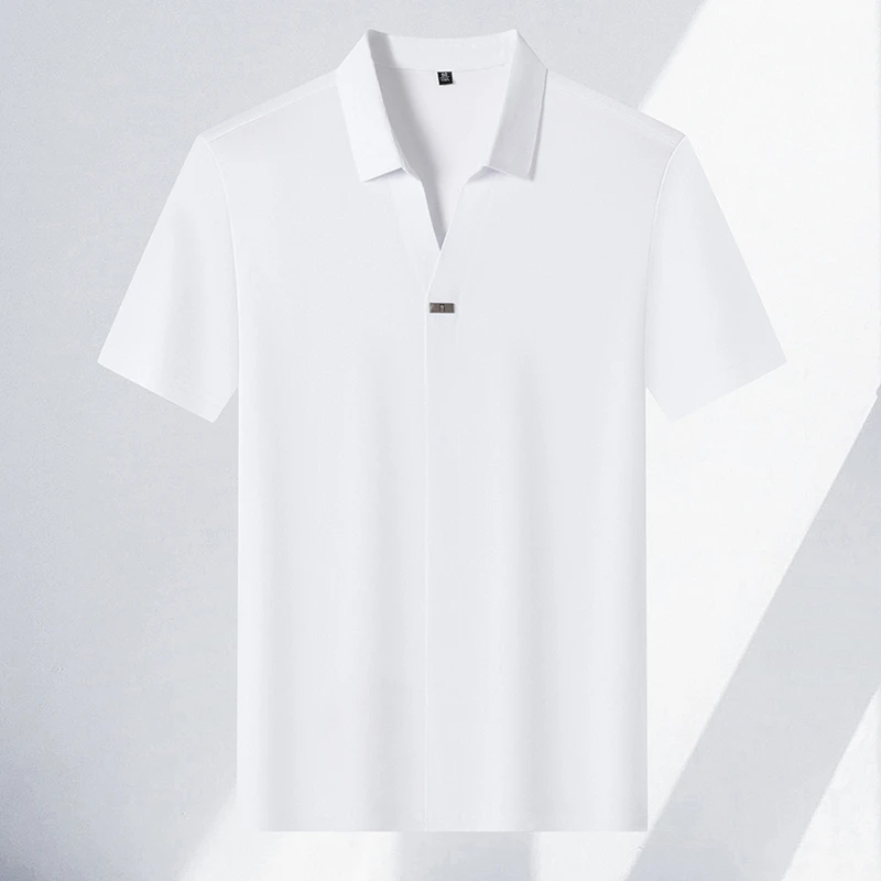 2026 New Men's Casual and Fashionable Solid Color Short Sleeved Polo Shirt Comfortable and Versatile Summer T-shirt