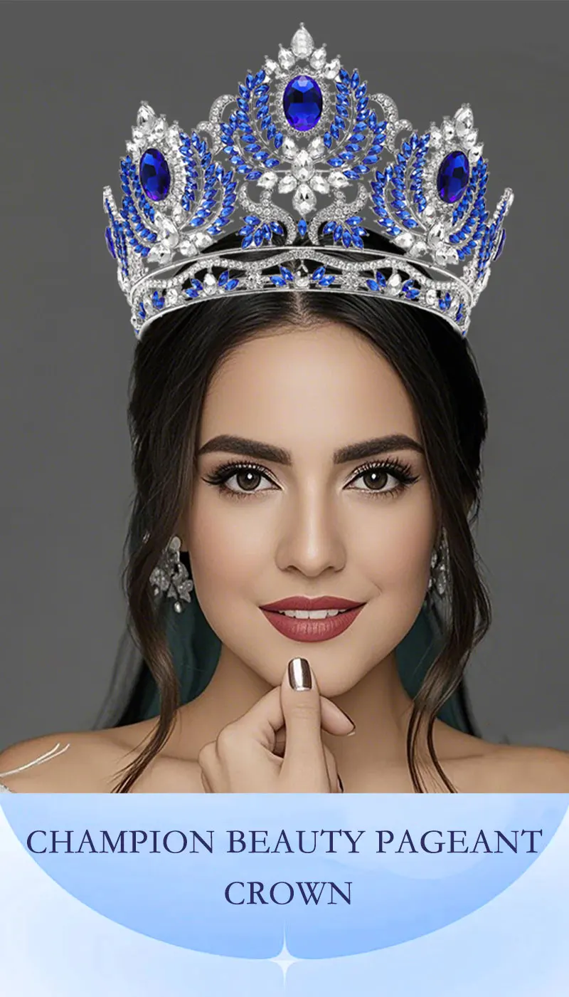 1PCS Baroque Big Rhinestone Crystal Tiaras Diadem for Queen Bridal Wedding Head Jewelry Large Crown Pageant Bride Headwear