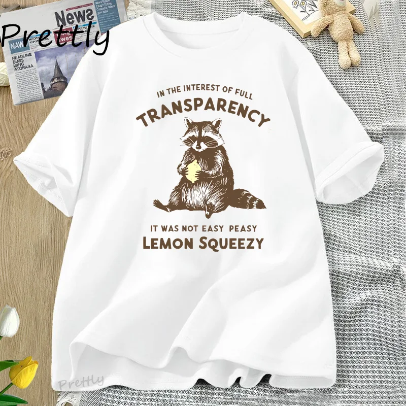 Funny Raccoon T Shirt It Was Not Easy Peasy Lemon Squeezy Raccoon T-Shirt Stay Trashy Graphic T Shirts Men Women Cotton Tees