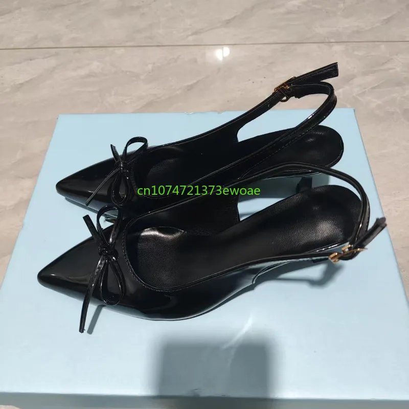 Bow Pointed Toe High Heels Sandals Women Brand Designer Shoes Fashion Slides Sexy Slingback Shoes Elegant Mules Sandals Female