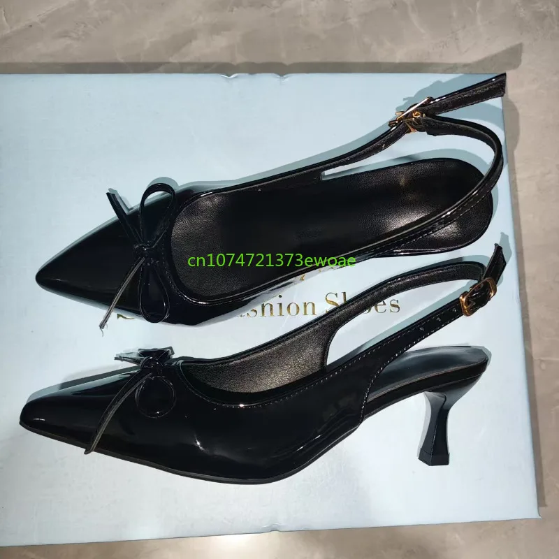 Bow Pointed Toe High Heels Sandals Women Brand Designer Shoes Fashion Slides Sexy Slingback Shoes Elegant Mules Sandals Female