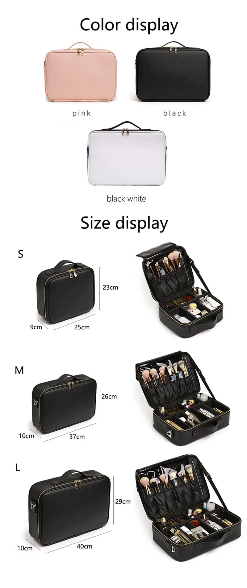 Professional Cosmetic Bag for Women Leather Travel Makeup Case Female Large Capacity Beauty Tool Makeup Brush Artist Make Up Box