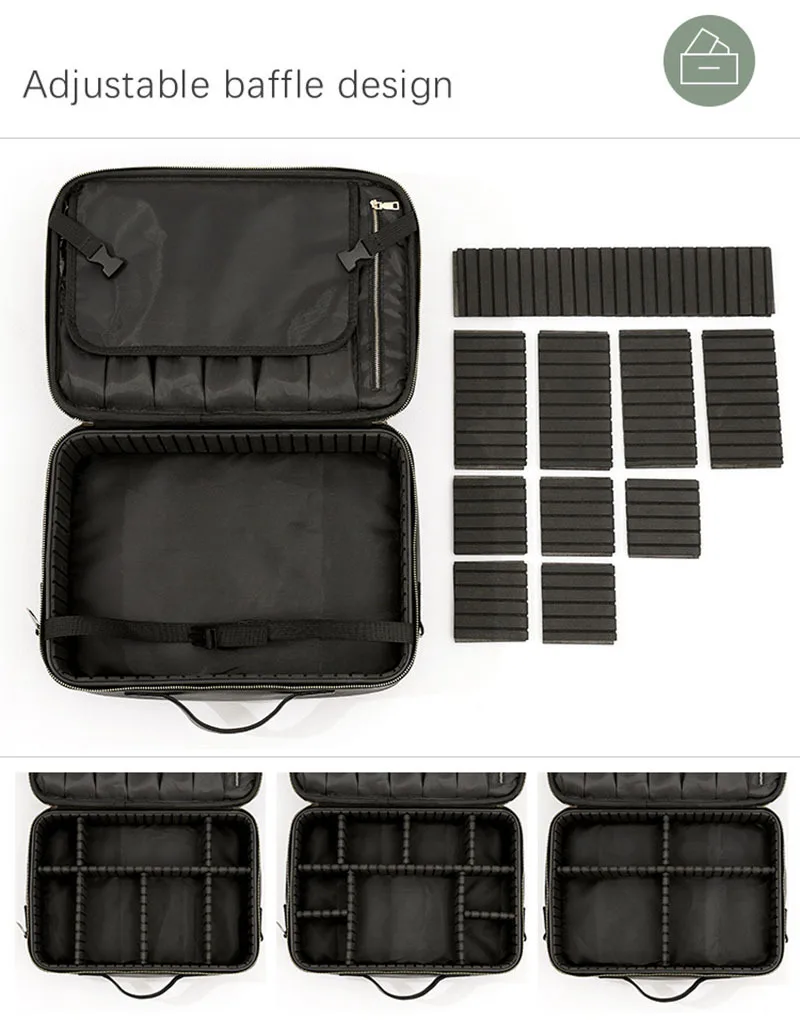 Professional Cosmetic Bag for Women Leather Travel Makeup Case Female Large Capacity Beauty Tool Makeup Brush Artist Make Up Box
