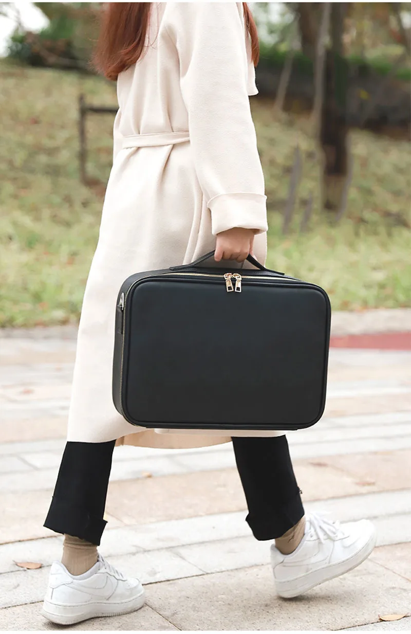 Professional Cosmetic Bag for Women Leather Travel Makeup Case Female Large Capacity Beauty Tool Makeup Brush Artist Make Up Box