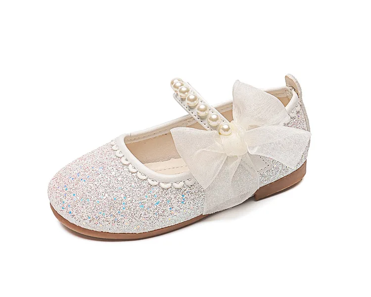 Fashion Girls Mary Janes for Party Wedding Shows Bow Pearls Elegant Princess Shoes Chic Kids Shoes Non-slip Children Fashion