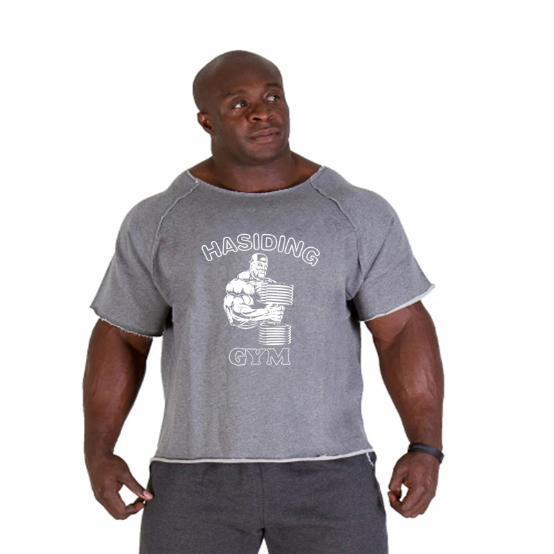 Men's T-shirt Men Running Sport T Shirt Men Loose Fitness Tops Tee Cotton Oversized Training Gym Sport Running Shirts Jersey