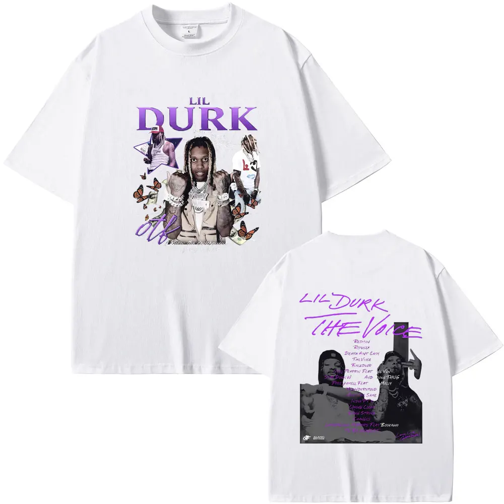 Rapper Lil Durk Hip Hop Fashion Vintage T-shirt Men Women's Round Neck Oversized Tshirt Men's 100% Casual Cotton Short Sleeve