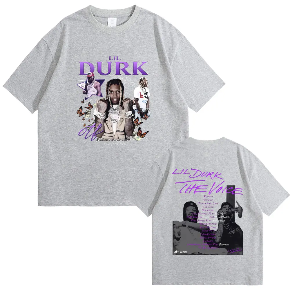 Rapper Lil Durk Hip Hop Fashion Vintage T-shirt Men Women's Round Neck Oversized Tshirt Men's 100% Casual Cotton Short Sleeve