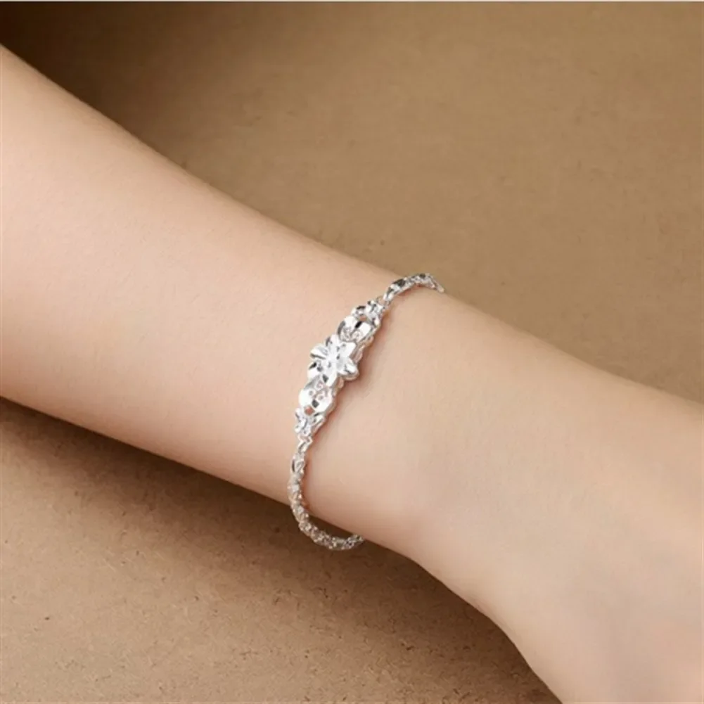 New beautiful flowers chain charms 925 Sterling silver Bracelet for woman fine fashion jewelry Wedding party lady gifts