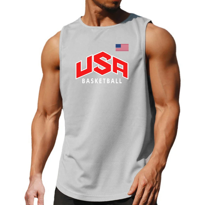 Usa and Flag of The United States Fashion Sports Tank Tops Mens Summer Quick Dry Mesh Gym Clothing Muscle Vest Basketball Jersey