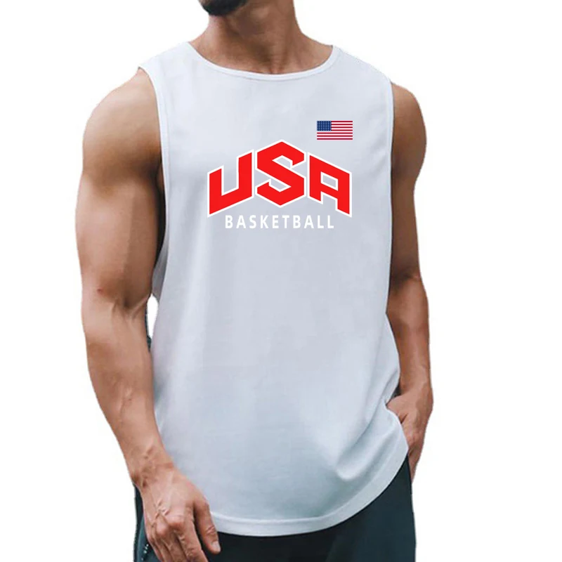 Usa and Flag of The United States Fashion Sports Tank Tops Mens Summer Quick Dry Mesh Gym Clothing Muscle Vest Basketball Jersey