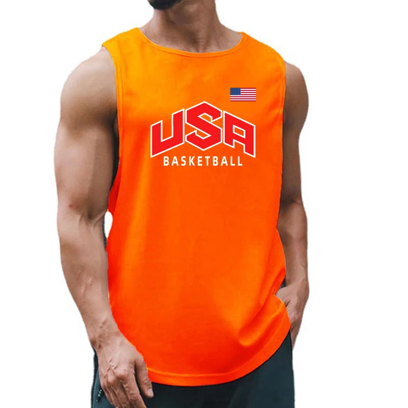 Usa and Flag of The United States Fashion Sports Tank Tops Mens Summer Quick Dry Mesh Gym Clothing Muscle Vest Basketball Jersey
