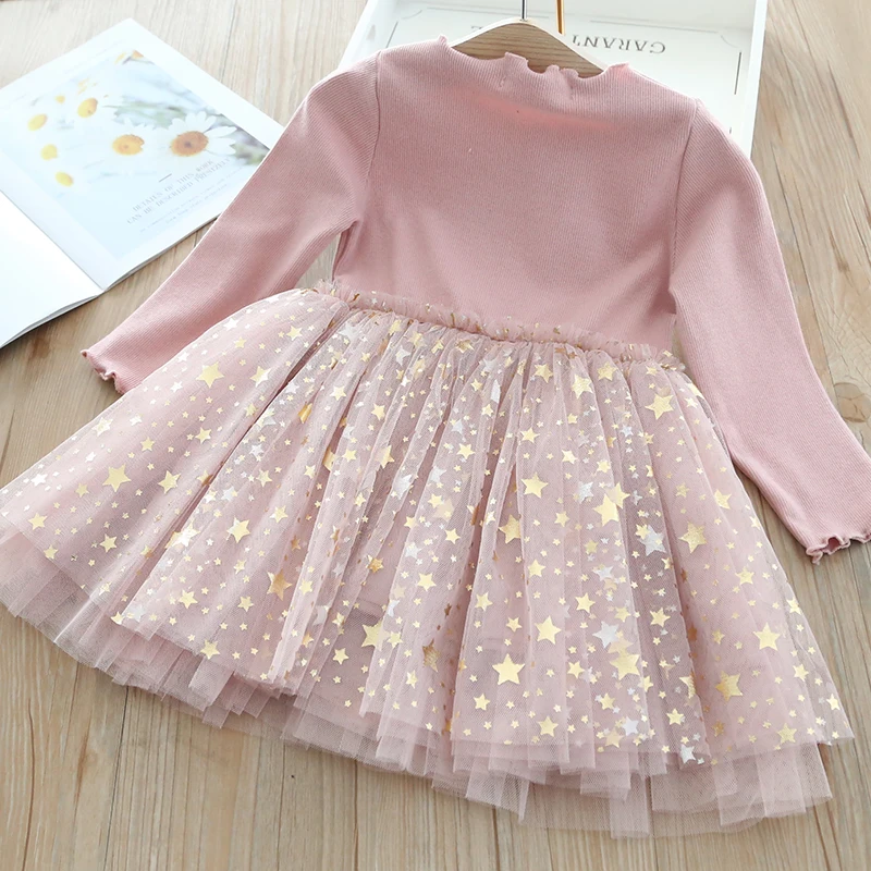 New Unicorn Girls Dress Autumn Spring Children Clothing Cotton Toddler Costume Birthday Party Kids Casual Princess Mesh Dress