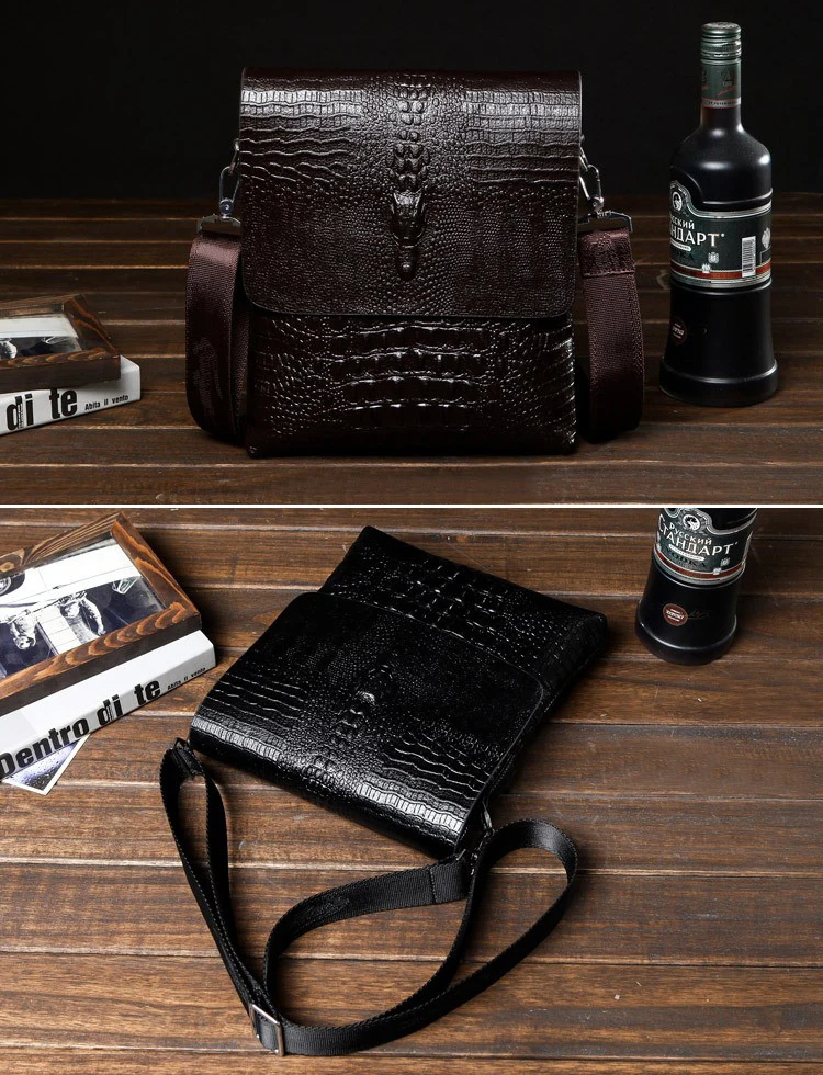 Luxury Brand Messenger Bag Men Leather Business Alligator Shoulder Bag Male Casual Satchel Crocodile Grain Crossbody Bag For Men