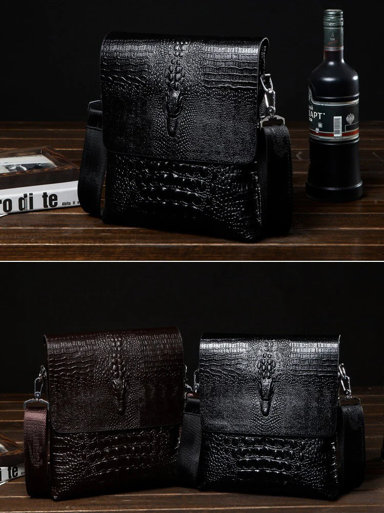 Luxury Brand Messenger Bag Men Leather Business Alligator Shoulder Bag Male Casual Satchel Crocodile Grain Crossbody Bag For Men