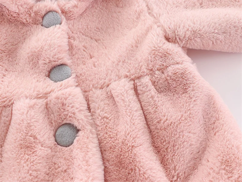 6 12 18 24 36 Months Baby Plush Jacket Cute Rabbit Ears Christmas Princess Girls Coat Keep Warm Hooded Outerwear Kids Clothes