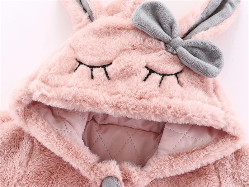6 12 18 24 36 Months Baby Plush Jacket Cute Rabbit Ears Christmas Princess Girls Coat Keep Warm Hooded Outerwear Kids Clothes