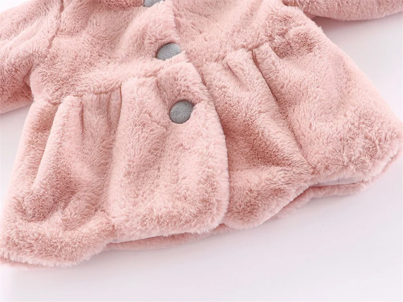6 12 18 24 36 Months Baby Plush Jacket Cute Rabbit Ears Christmas Princess Girls Coat Keep Warm Hooded Outerwear Kids Clothes