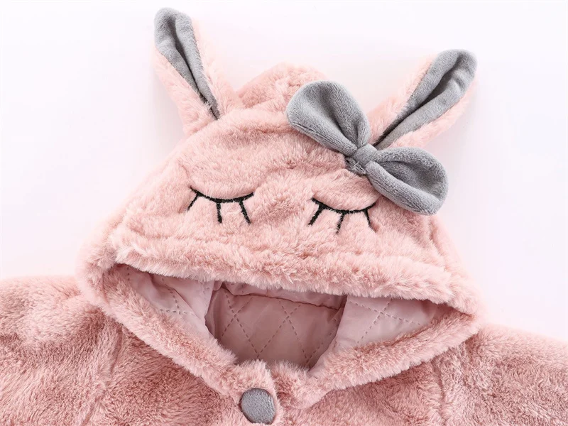 6 12 18 24 36 Months Baby Plush Jacket Cute Rabbit Ears Christmas Princess Girls Coat Keep Warm Hooded Outerwear Kids Clothes