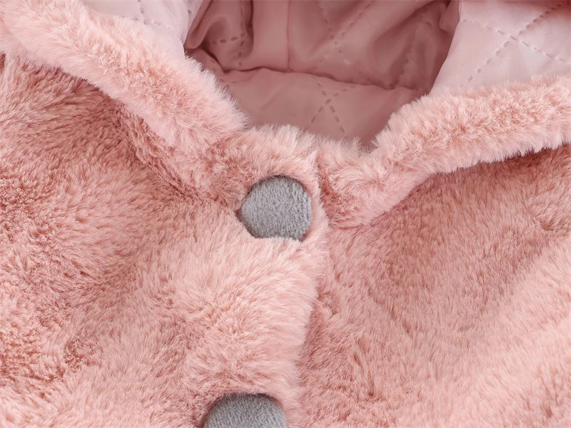 6 12 18 24 36 Months Baby Plush Jacket Cute Rabbit Ears Christmas Princess Girls Coat Keep Warm Hooded Outerwear Kids Clothes