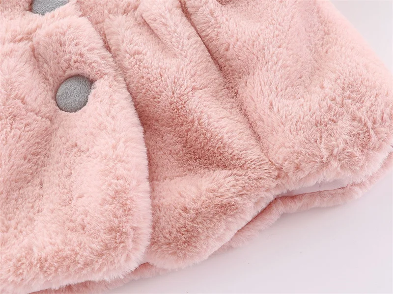 6 12 18 24 36 Months Baby Plush Jacket Cute Rabbit Ears Christmas Princess Girls Coat Keep Warm Hooded Outerwear Kids Clothes