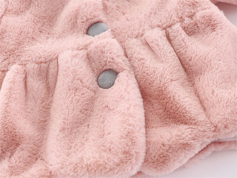 6 12 18 24 36 Months Baby Plush Jacket Cute Rabbit Ears Christmas Princess Girls Coat Keep Warm Hooded Outerwear Kids Clothes