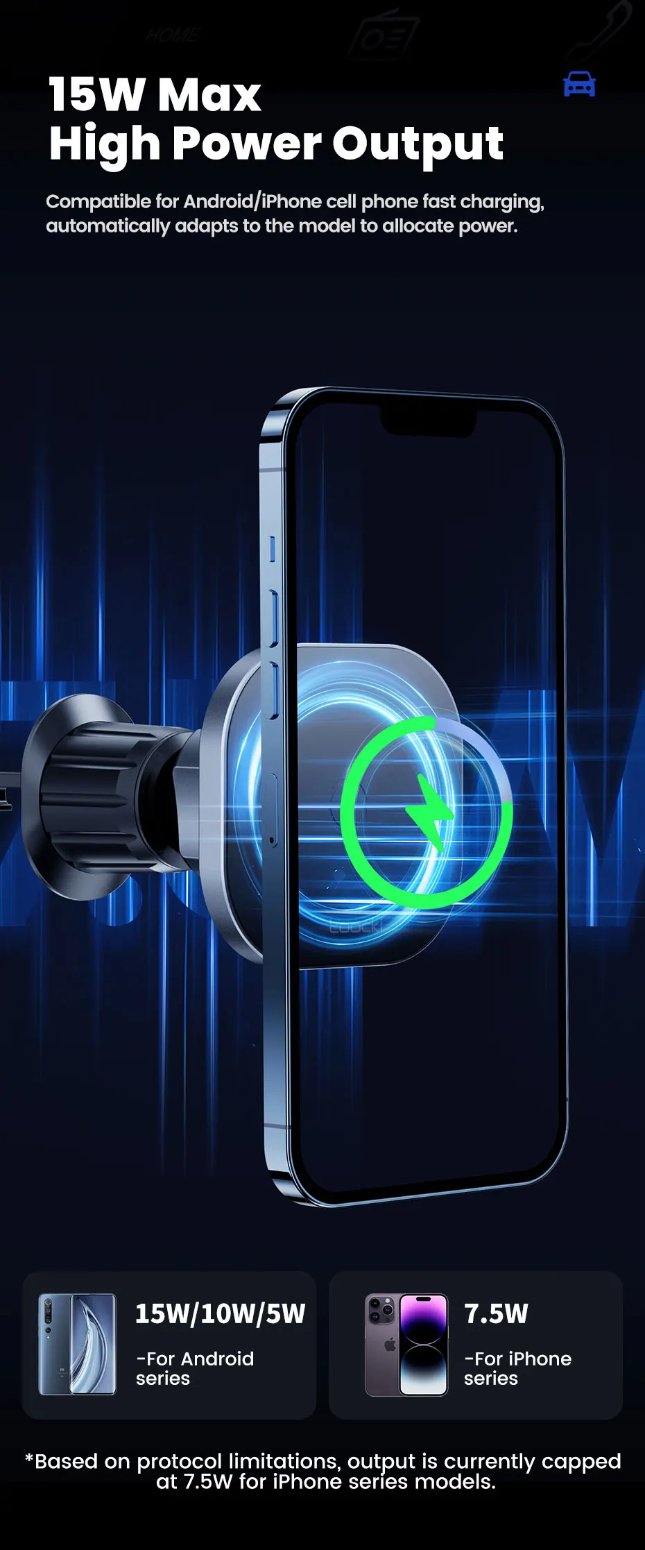 Toocki Magnetic Car Wireless Charger Car Phone Holder Air Outlet 15W Fast Charging Charger in Car For iPhone 15 14 13 12 Pro Max