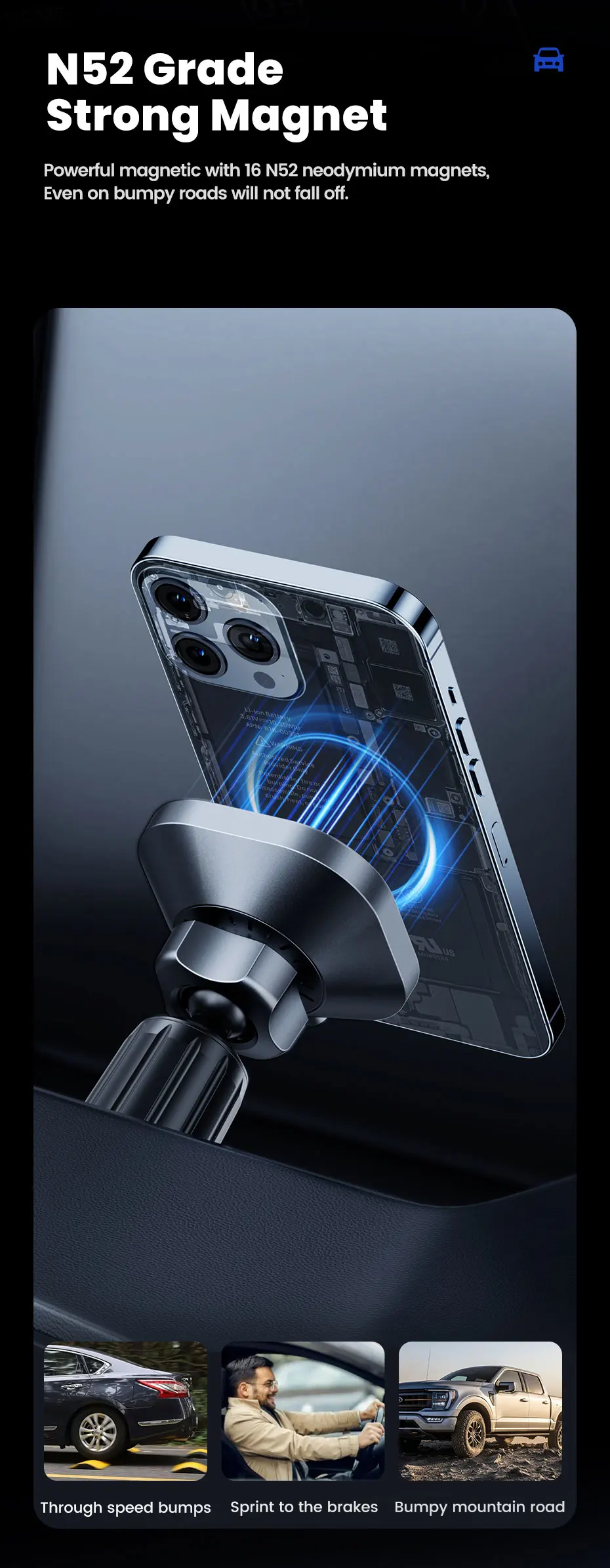 Toocki Magnetic Car Wireless Charger Car Phone Holder Air Outlet 15W Fast Charging Charger in Car For iPhone 15 14 13 12 Pro Max