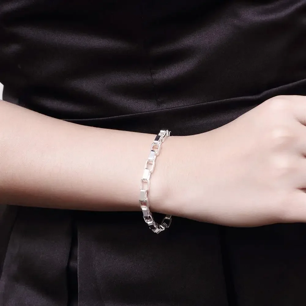 925 sterling Silver classic 5MM long box Chain Bracelets necklace Jewelry set for men Fashion Party wedding accessories Gifts