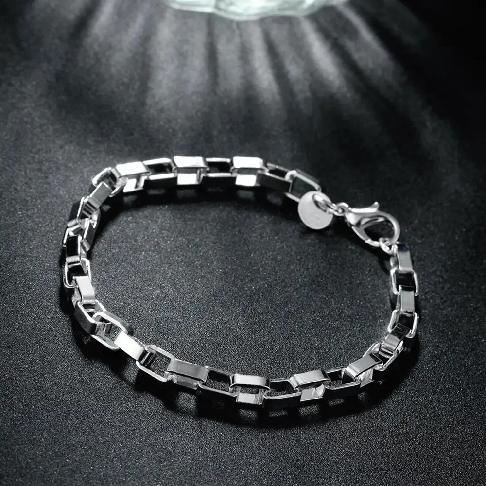 925 sterling Silver classic 5MM long box Chain Bracelets necklace Jewelry set for men Fashion Party wedding accessories Gifts