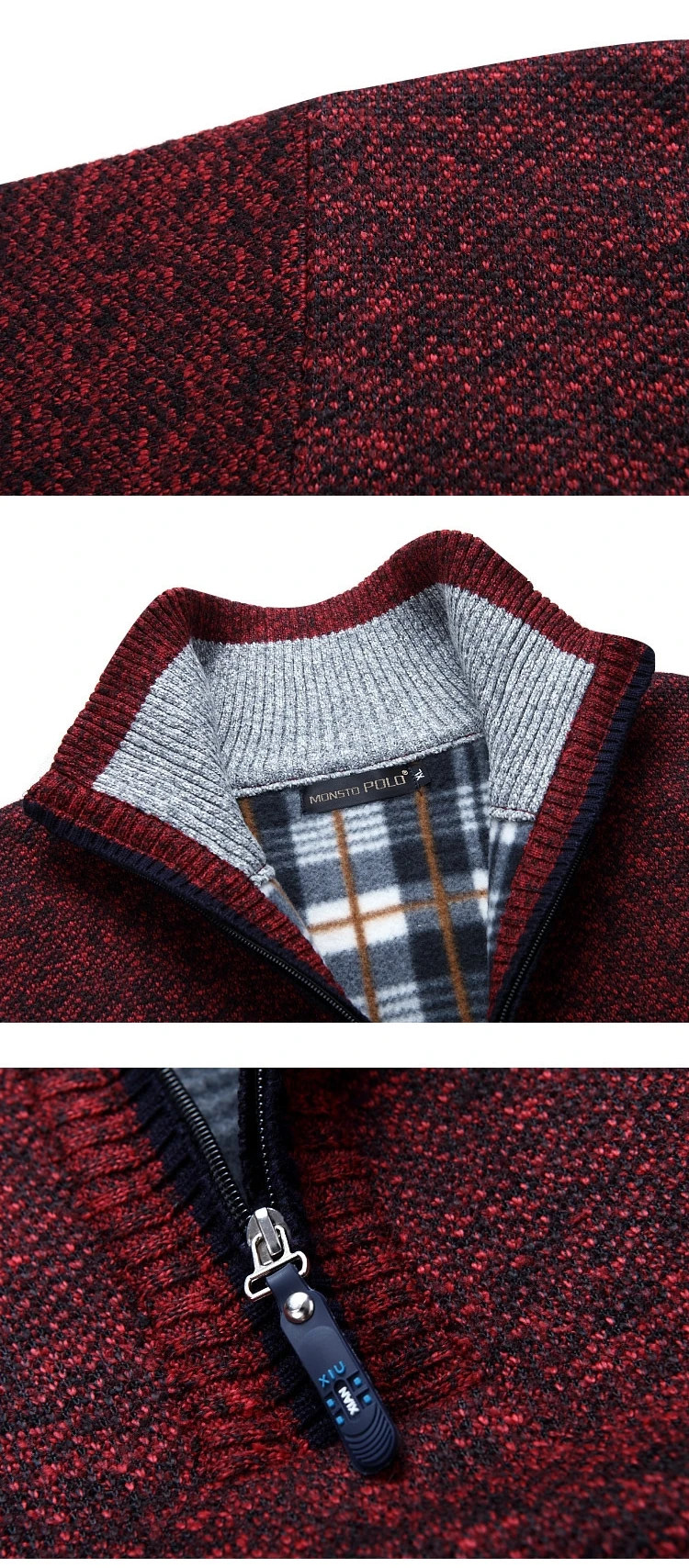 Men's Fleece Thicker Sweater Half Zipper Turtleneck Warm Pullover High Quality Male Slim Knitted Wool Sweaters For Spring