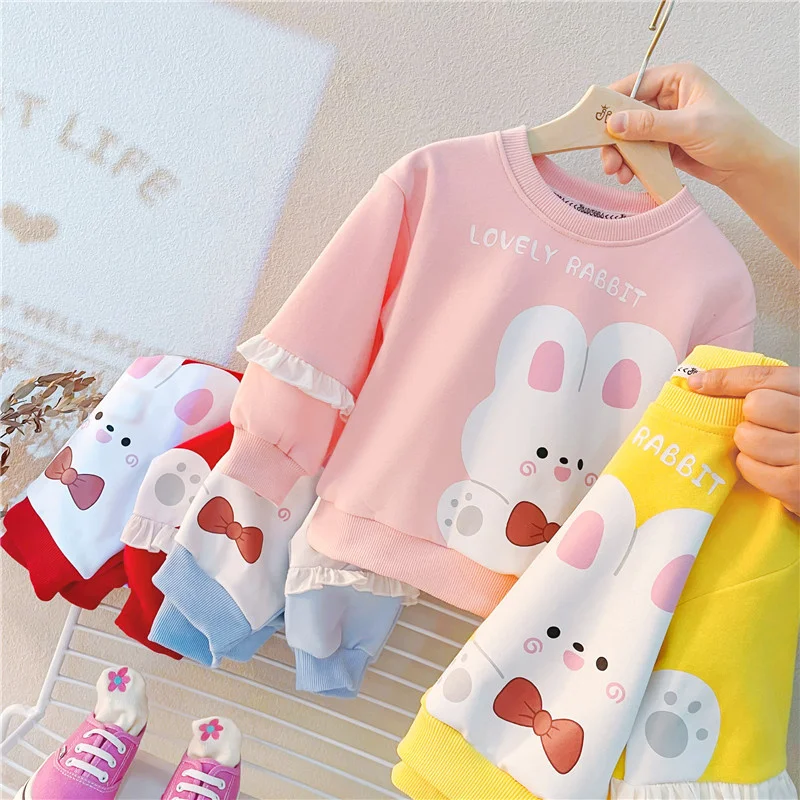 New Spring Autumn Baby Clothes Suit Children Girls Fashion Cartoon T-Shirt Pants 2Pcs/Set Toddler Sports Costume Kids Tracksuits